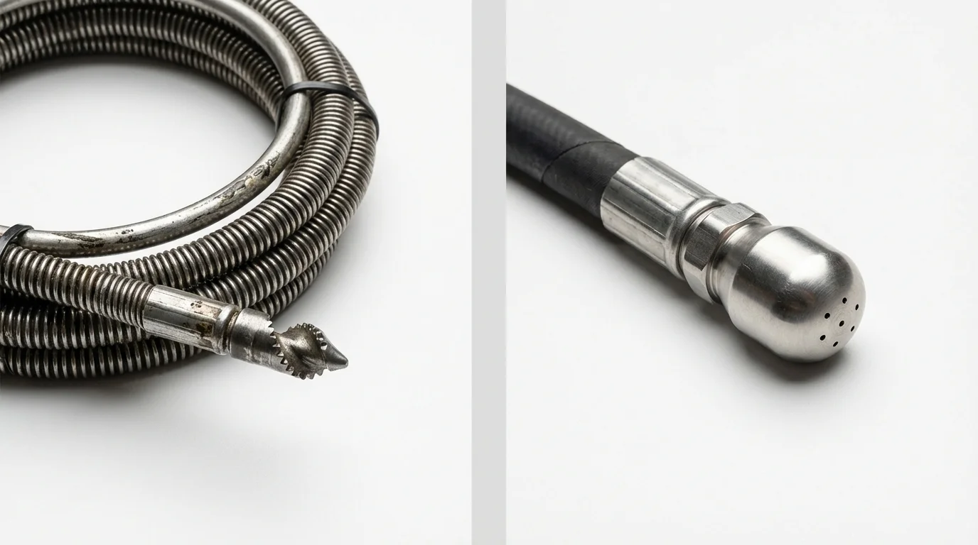 Drain snake cable and hydro jetting nozzle used for drain cleaning in Kearney, NE