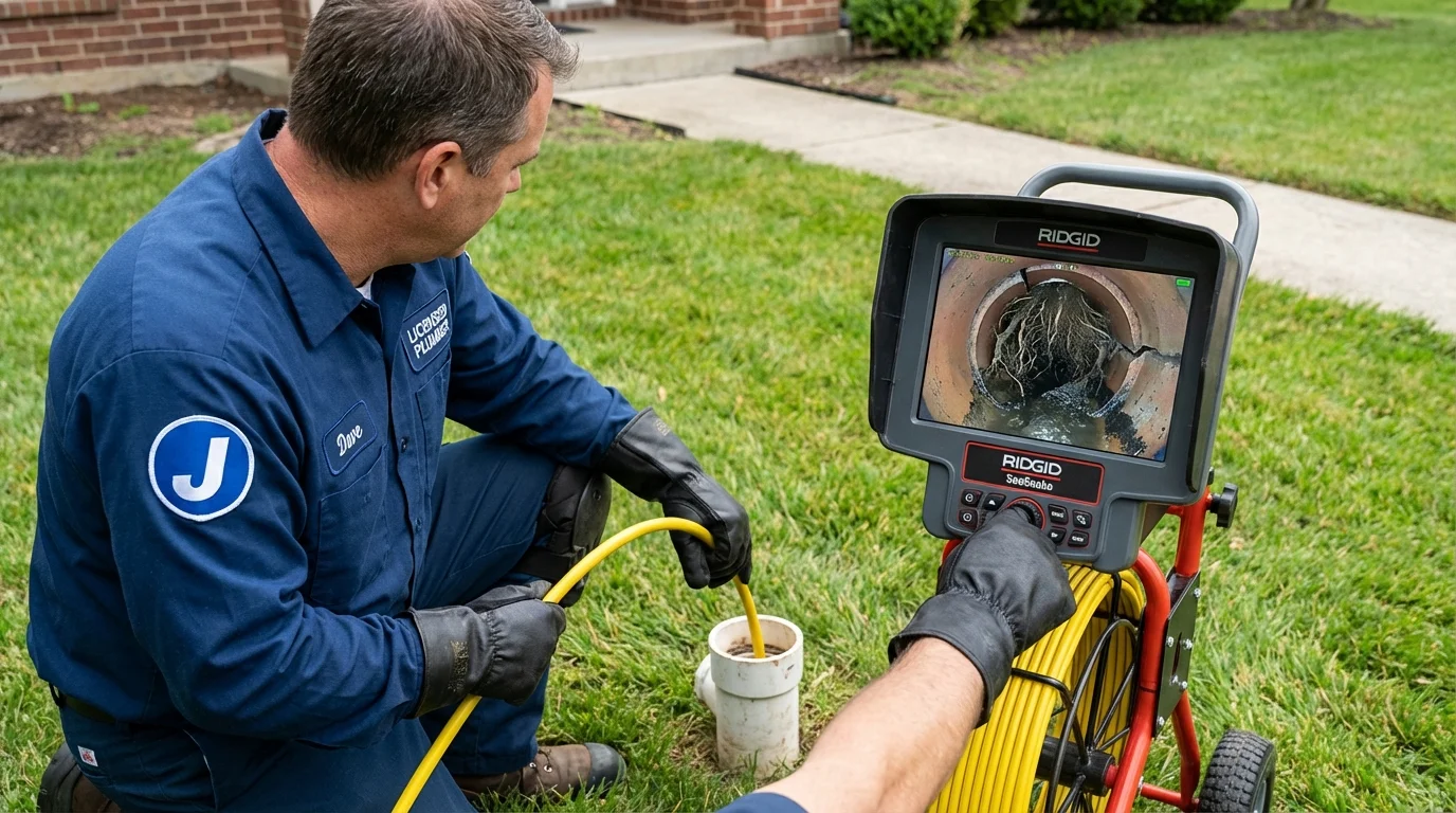Sewer camera inspection being performed by Johns Plumbing LLC in Kearney