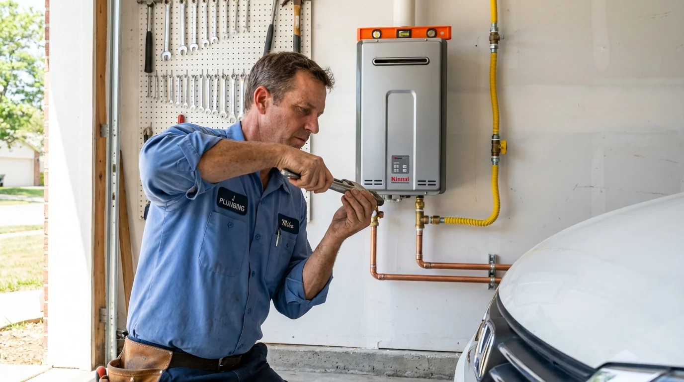 Tankless water heater installation by a Johns Plumbing LLC plumber in Kearney